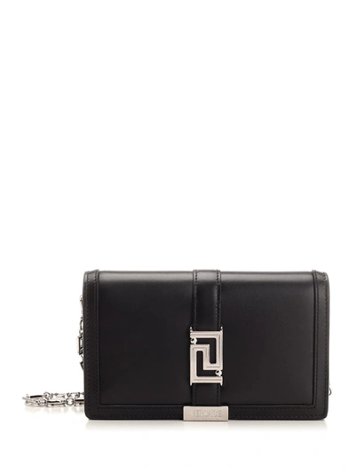 Shop Versace Greca Goddess Mini Bag In Black