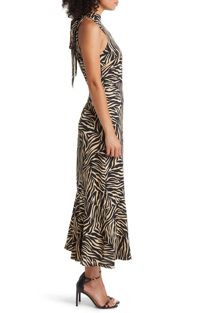 Shop Sam Edelman Zebra Sleeveless Maxi Dress In Black