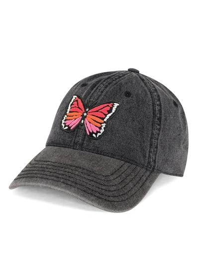 Lauren Moshi Reina Butterfly Patch In Washed Black