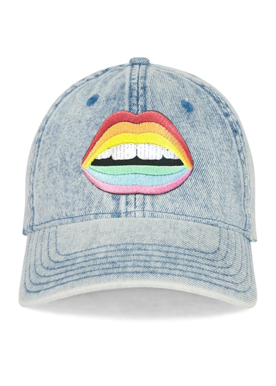 Lauren Moshi Reina Rainbow Mouth Patch In Washed Denim