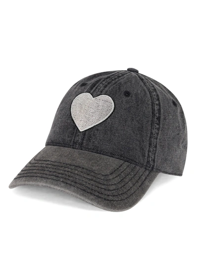 Lauren Moshi Reina Silver Heart Patch In Washed Black