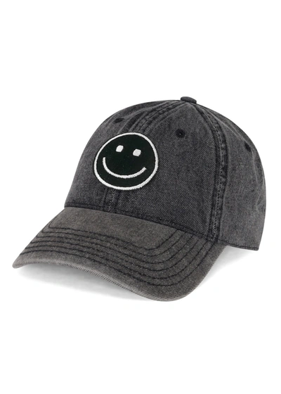 Lauren Moshi Reina Silver Smiley Patch In Washed Black