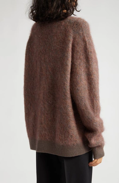 Shop Acne Studios Rives Mohair & Wool Blend Cardigan In Brown/ Blue Mlange