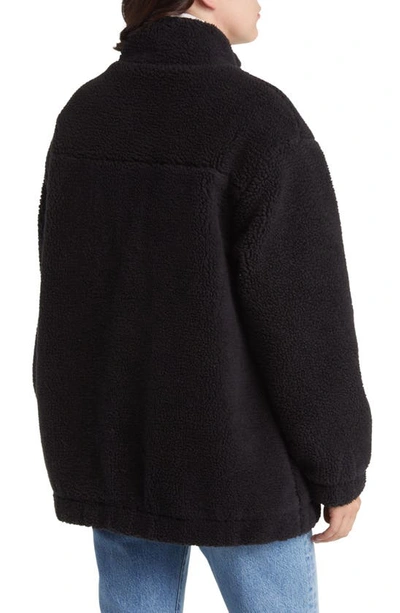 Shop Ugg Raquelle Logo High-pile Fleece Jacket In Black / Cream
