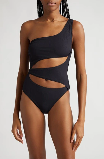 Shop K.ngsley Naomi Slashed One-piece Swimsuit In Black