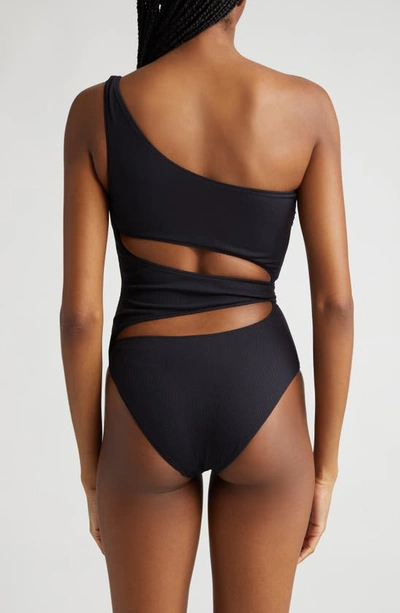 Shop K.ngsley Naomi Slashed One-piece Swimsuit In Black