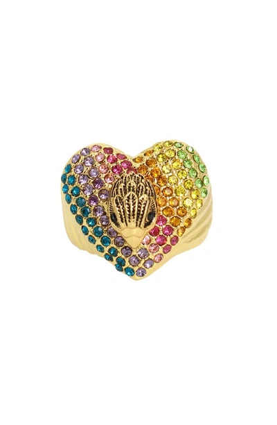 Rainbow Heart Cocktail Ring In Multi/gold