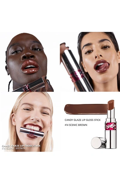 Shop Saint Laurent Candy Glaze Lip Gloss Stick In 14 Scenic Brown