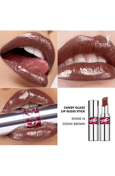 Shop Saint Laurent Candy Glaze Lip Gloss Stick In 14 Scenic Brown