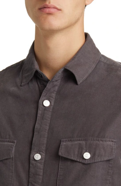 Shop Frame Long Sleeve Corduroy Button-up Shirt In Charcoal Grey