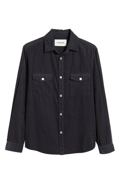 Shop Frame Long Sleeve Corduroy Button-up Shirt In Midnight Blue