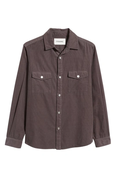 Shop Frame Long Sleeve Corduroy Button-up Shirt In Charcoal Grey