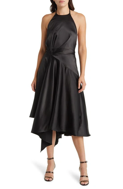 Shop Jewel Badgley Mischka Halter Midi Dress In Black