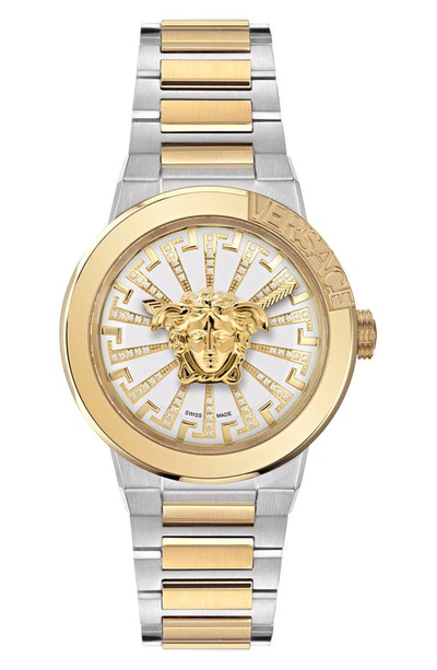 Shop Versace Medusa Infinite Diamond Bracelet Watch, 38mm In Two Tone