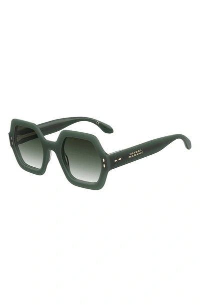 Shop Isabel Marant 52mm Square Sunglasses In Green/ Green Shaded