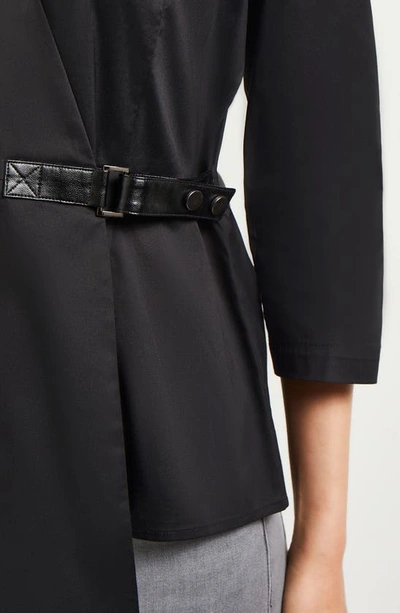 Shop Misook Asymmetric Belted Wrap Blouse In Black