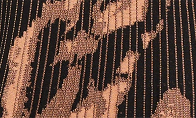 Shop Misook Batwing Sleeve Jacquard Midi Sweater Dress In Goldenwd/ Blk