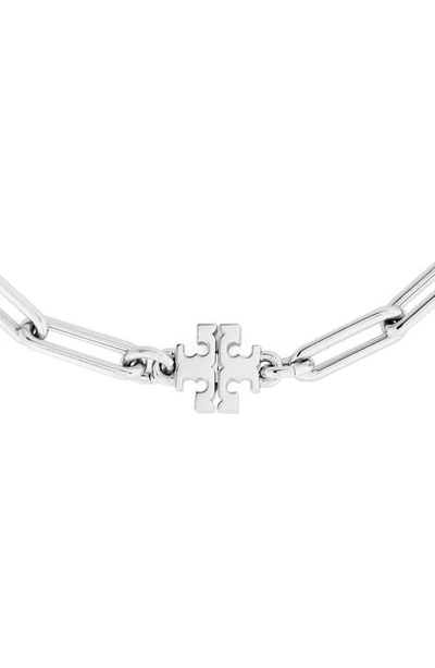 Shop Tory Burch Good Luck Chain Bracelet In Tory Silver
