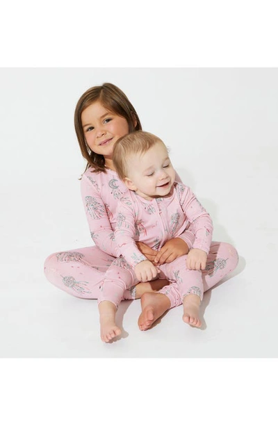 Shop Bellabu Bear Kids' Print Convertible Footie Pajamas In Pink