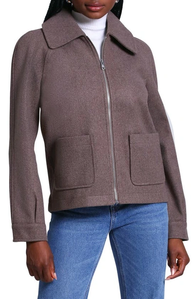 Shop Avec Les Filles Relaxed Fit Shirt Jacket In Chocolate
