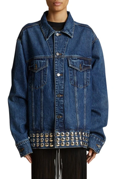Shop Khaite Grizzo Studded Oversize Denim Jacket In Archer