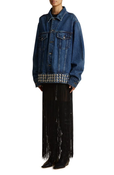Shop Khaite Grizzo Studded Oversize Denim Jacket In Archer