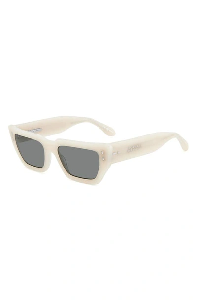 Shop Isabel Marant 54mm Rectangular Sunglasses In Ivory/ Grey