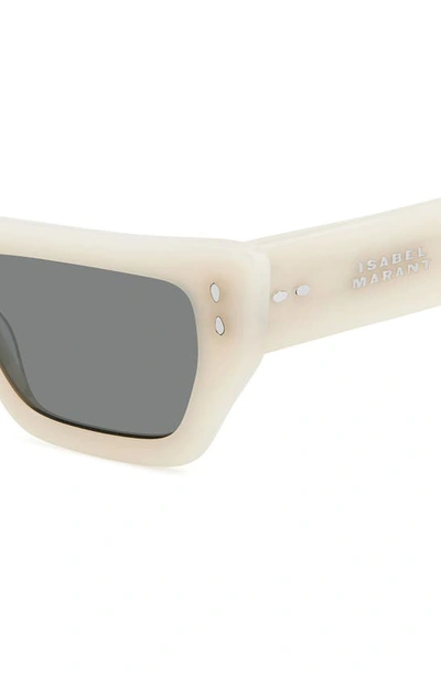 Shop Isabel Marant 54mm Rectangular Sunglasses In Ivory/ Grey