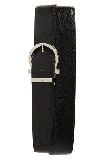 Shop Ferragamo Reversible Leather Belt In Radica Nero