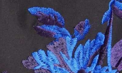 Shop Erdem Floral Embroidery Column Dress In Black/ Blue