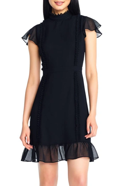 Shop Adrianna Papell Chiffon Ruffle Dress In Black