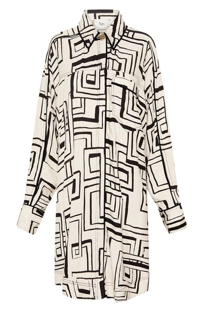 Shop Aje Vortex Geo Print Long Sleeve Shirt In Abstract Penrose