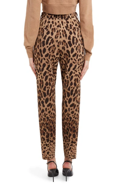 Shop Dolce & Gabbana Dégradé Leopard Print Stretch Wool Ankle Pants In Light Brown Print