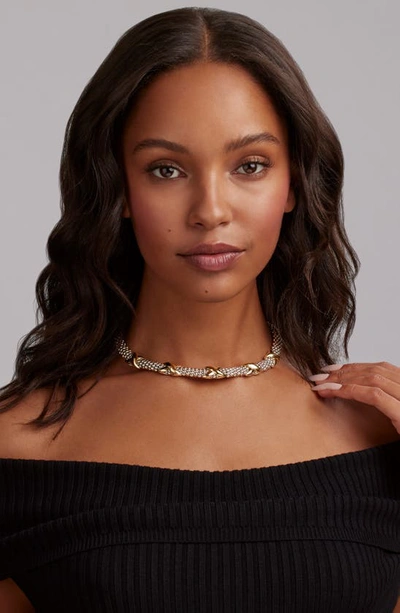 Shop Lagos Embrace Station Collar Necklace In Silver/gold
