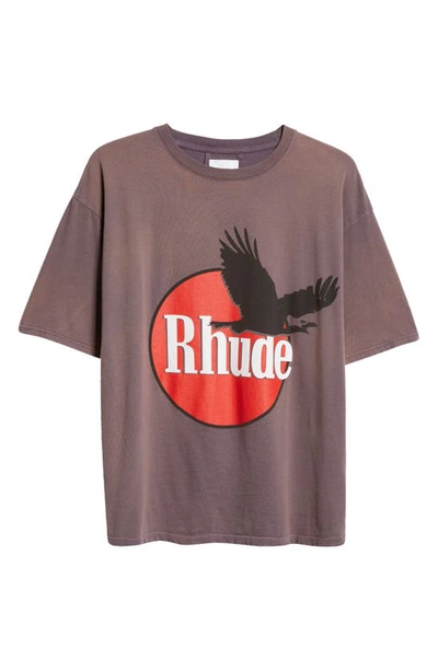 Shop Rhude Eagle Logo Cotton Graphic T-shirt In Vintage Grey
