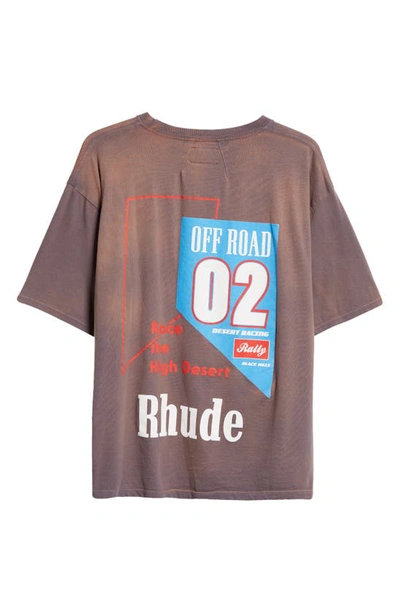 Shop Rhude 02 Cotton Graphic T-shirt In Vintage Grey