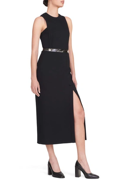 Shop Staud Sharmila Belted Sleeveless Dress In Black
