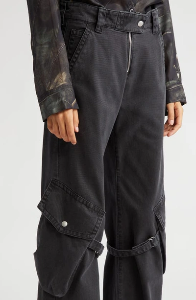 Shop Acne Studios Potina Cotton Cargo Pants In Washed Black