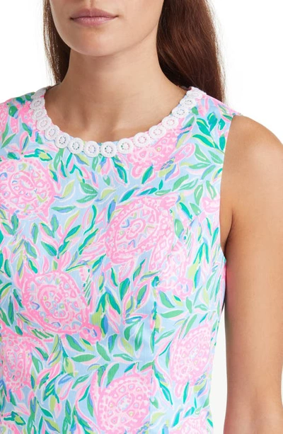 Shop Lilly Pulitzer ® Mila Sleeveless Stretch Cotton Shift Dress In Frenchie Blue Turtley In Love