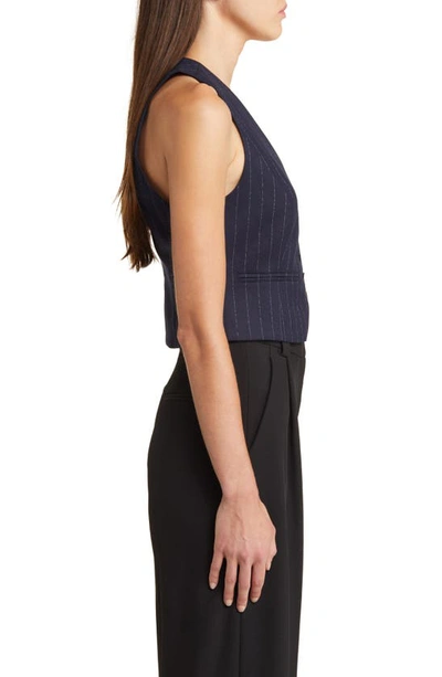 Favorite Daughter The Favorite Metallic Pinstripe Vest In Navy Pinstripe