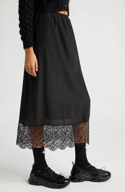 Shop Simone Rocha Lace Trim Midi Slip Skirt In Black