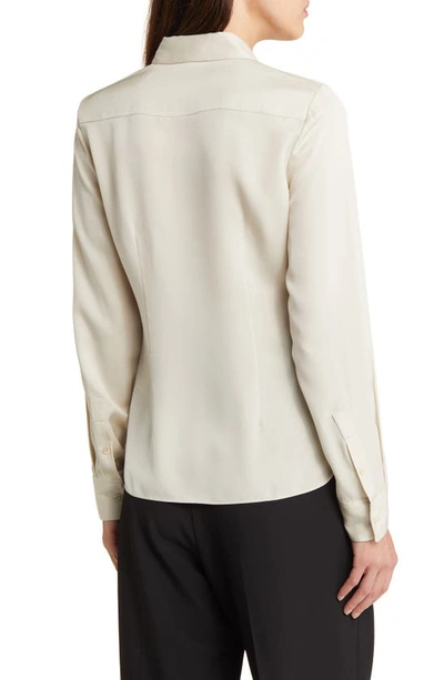 Shop Theory Classic Fitted Silk Shirt In Sand