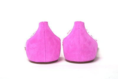 Shop Christian Louboutin Hot Pink Suede Crystals Flat Point Toe Women's Shoe