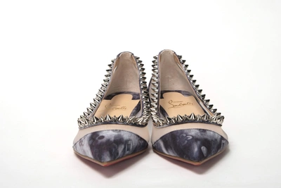 Christian Louboutin Multicolor Print Silver Flat Point Toe Shoe In Silver