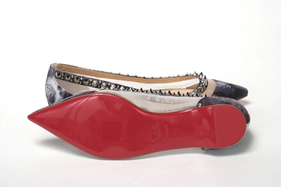 Christian Louboutin Multicolor Print Silver Flat Point Toe Shoe In Silver
