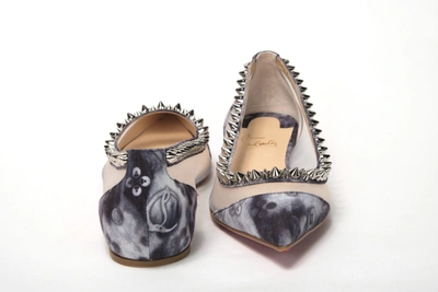 Christian Louboutin Multicolor Print Silver Flat Point Toe Shoe In Silver