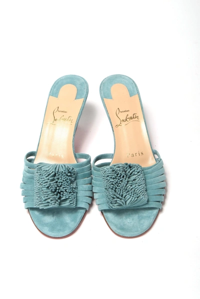 Shop Christian Louboutin Noumea Blue Strappy Kitten Women's Heel