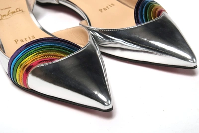Shop Christian Louboutin Silver Patentleather Flat Point Toe Women's Shoe