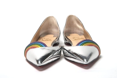 Shop Christian Louboutin Silver Patentleather Flat Point Toe Women's Shoe