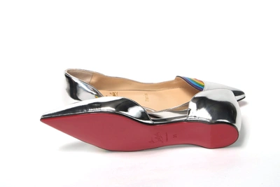 Shop Christian Louboutin Silver Patentleather Flat Point Toe Women's Shoe